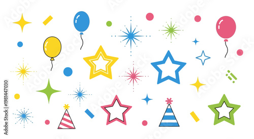 Colorful Party Celebration Symbols.