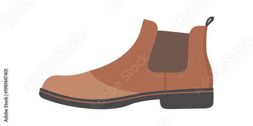 A single brown leather boot with a low heel is displayed