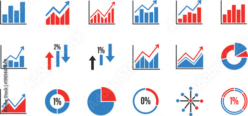 Charts and graphs collection shows various business analytical tools for data visualization in a professional corporate setting.