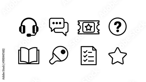 Set of icons representing communication, information, and utility functions Vector