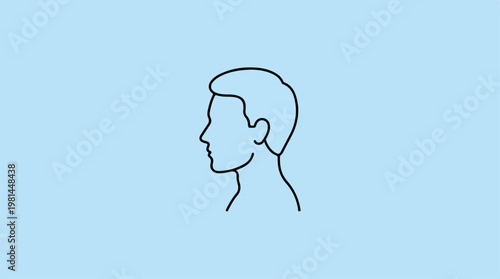 Man Face Profile Line Drawing.