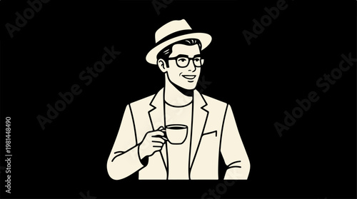 Man in hat and glasses.