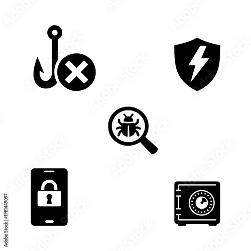 Cybersecurity and digital threat protection icons
Advanced cybersecurity and digital threat protection icon set featuring professional solid glyph art.
