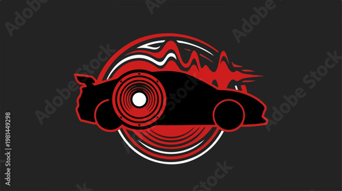 Red Car Racing Abstract Design.