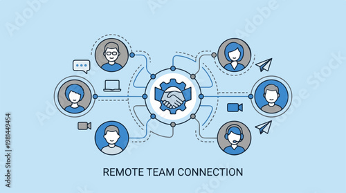 Remote Team Connection Concept.