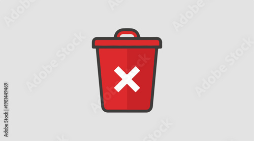 Red Trash Can With Cross.