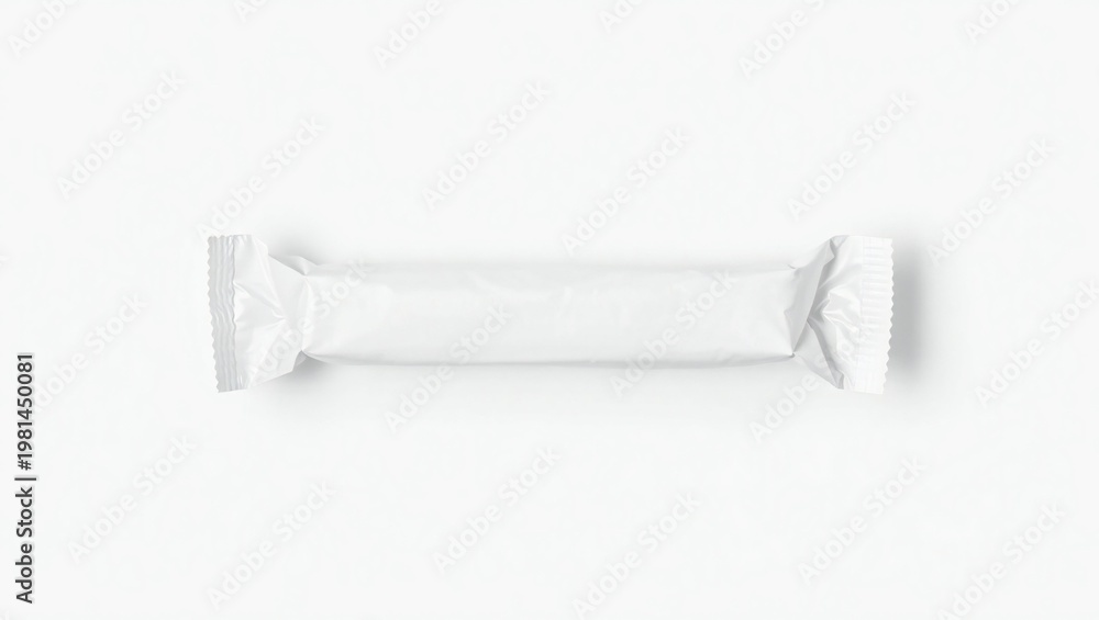 Obraz premium Blank white candy bar wrapper isolated on white background