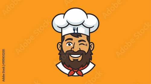 Smiling Chef Cartoon Character Face.