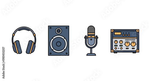 Audio equipment for music production studio.