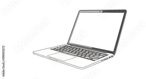 Laptop computer with open screen.