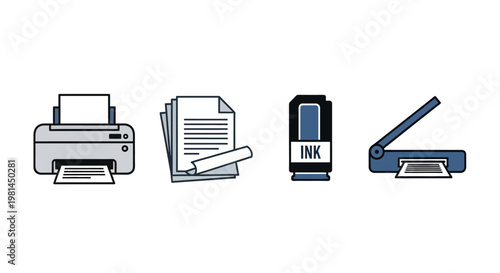 Office Supplies and Printer Icons.