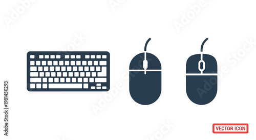 Computer keyboard and two wired mice.