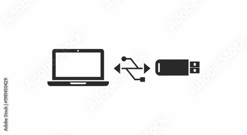 Usb Flash Drive and Laptop Connection.