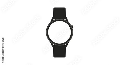 Black Watch with Leather Strap Closeup.