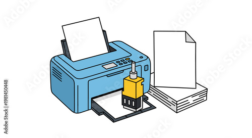 Inkjet printer with yellow cartridge.