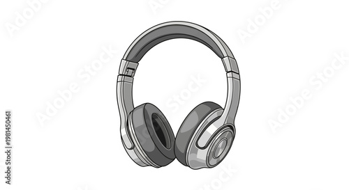 Gray wireless headphones with microphone.