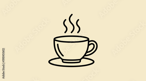 Steaming Hot Coffee Cup Icon.