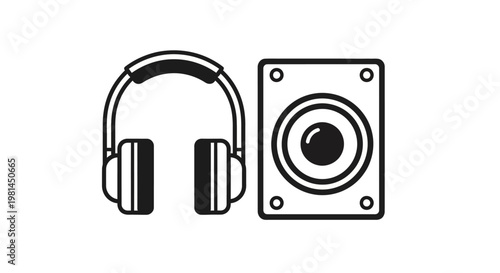 Headphones and speaker audio equipment.