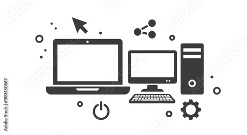 Computer hardware technology device set.