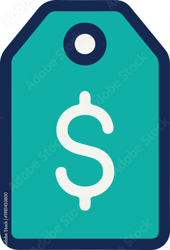 Teal price tag with dollar.