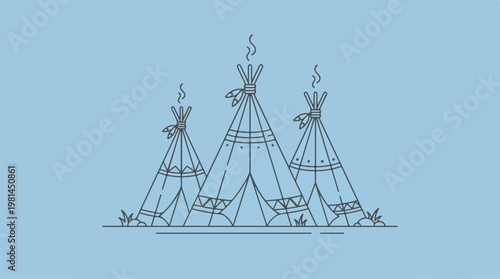 Teepees in a Row Line.