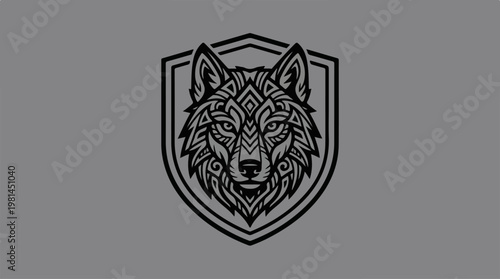 Wolf Head Shield Logo Design.