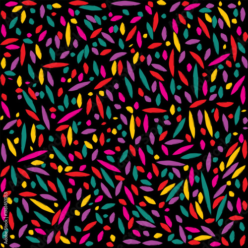 Festive pattern of colorful paint on black background