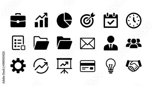 Collection of icons representing various business and productivity activities Vector