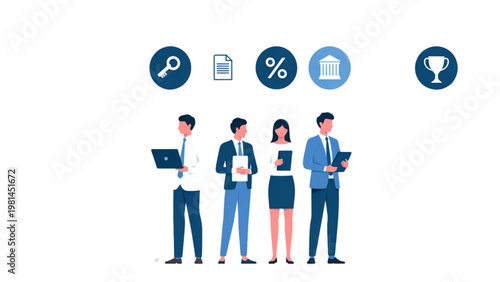 Diverse team collaborating using digital devices and cloud services Vector