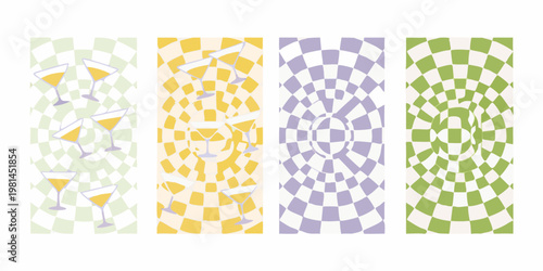 Four vertically arranged panels displaying optical illusion patterns