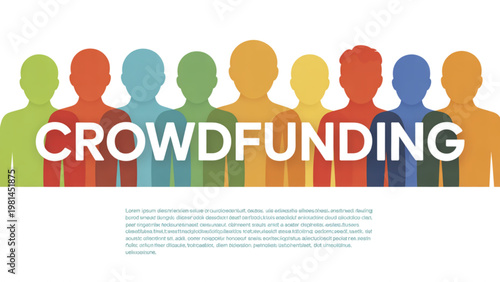 Colorful illustration of diverse people participating in a crowd funding campaign Vector
