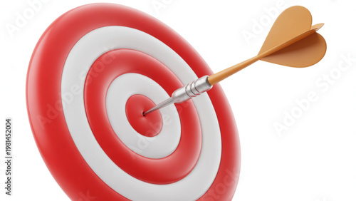 A red target with a dart hitting the bullseye perfectly in the center Vector