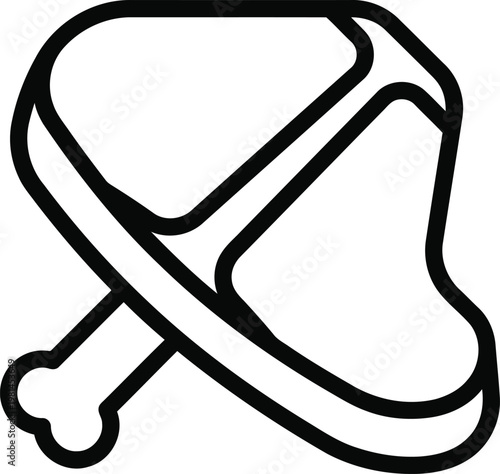 Meat steak with bone icon black line minimalist food symbol butcher protein ingredient vector design