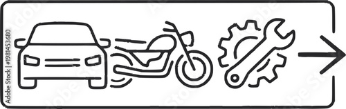 car and bike repair shop vector design 