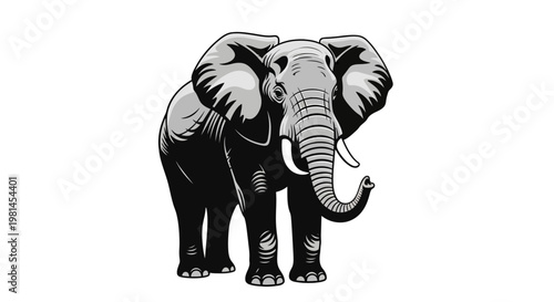 Large Gray Elephant Standing Alone.