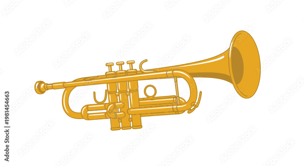 Obraz premium Golden Trumpet Musical Instrument Isolated on White Background
