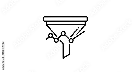 Data filtering funnel icon with graph, analytics and business process concept