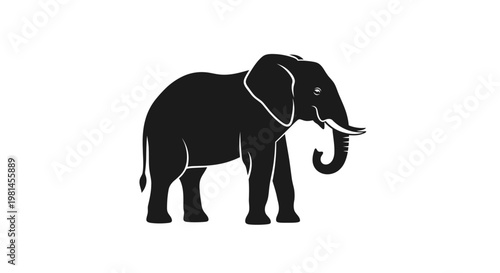 Black Silhouette of an Elephant.