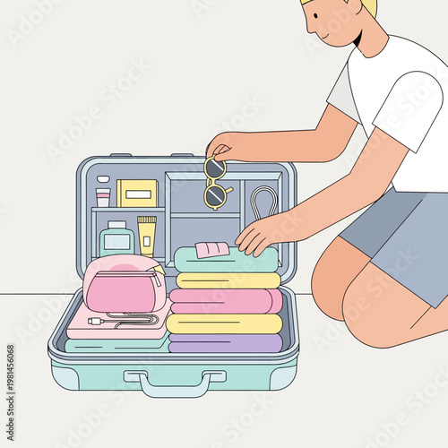 Person packing a suitcase for a trip.