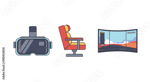 Virtual Reality Headset and Screen.