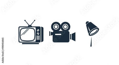 Television camera and studio light icons.