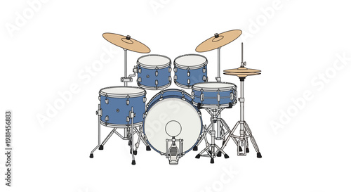 Blue drum set musical instrument equipment.