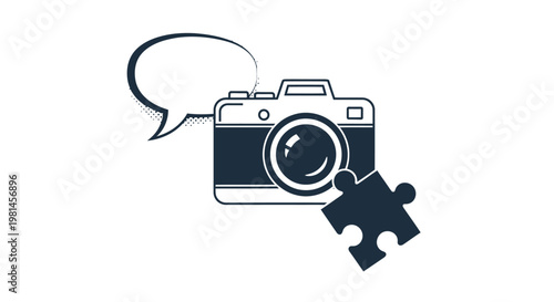 Camera with puzzle piece lens.