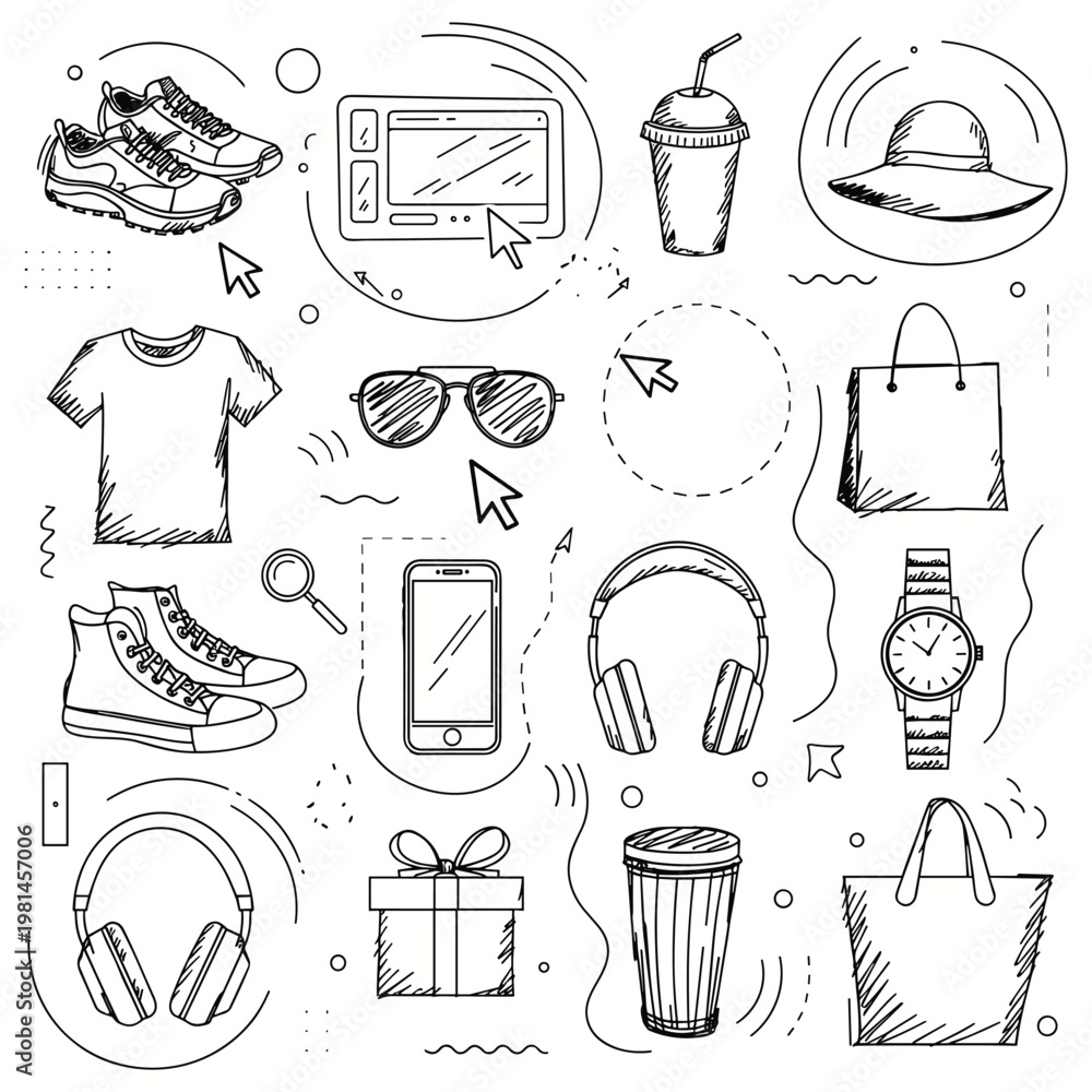 Fototapeta premium Online Shopping and Lifestyle for Web & Mobile App Design