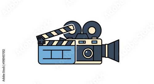 Film camera with clapper board.