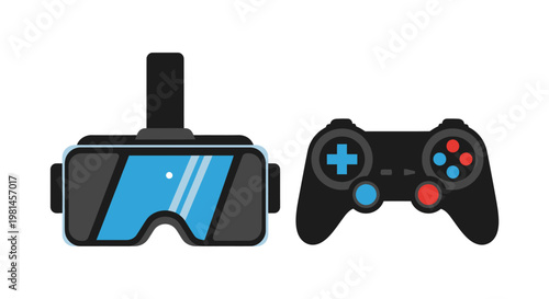 Virtual reality headset and game controller.