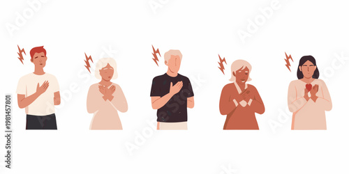 Diverse people experiencing stress anxiety or emotional distress