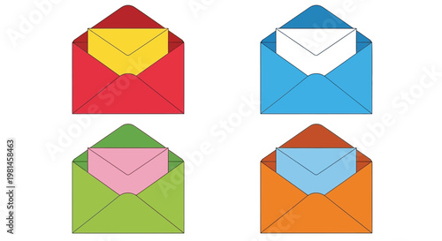 Colorful Envelopes with Letters Inside, Communication and Mail Concept