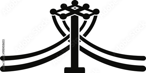 Electrical transmission structure icon with complex power line connections electricity transmission structure infrastructure distribution industrial electrical silhouette isolated technology