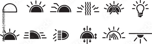 Dashboard warning light icons for automotive instrument clusters representing various vehicle status indicators and safety sensor alerts.